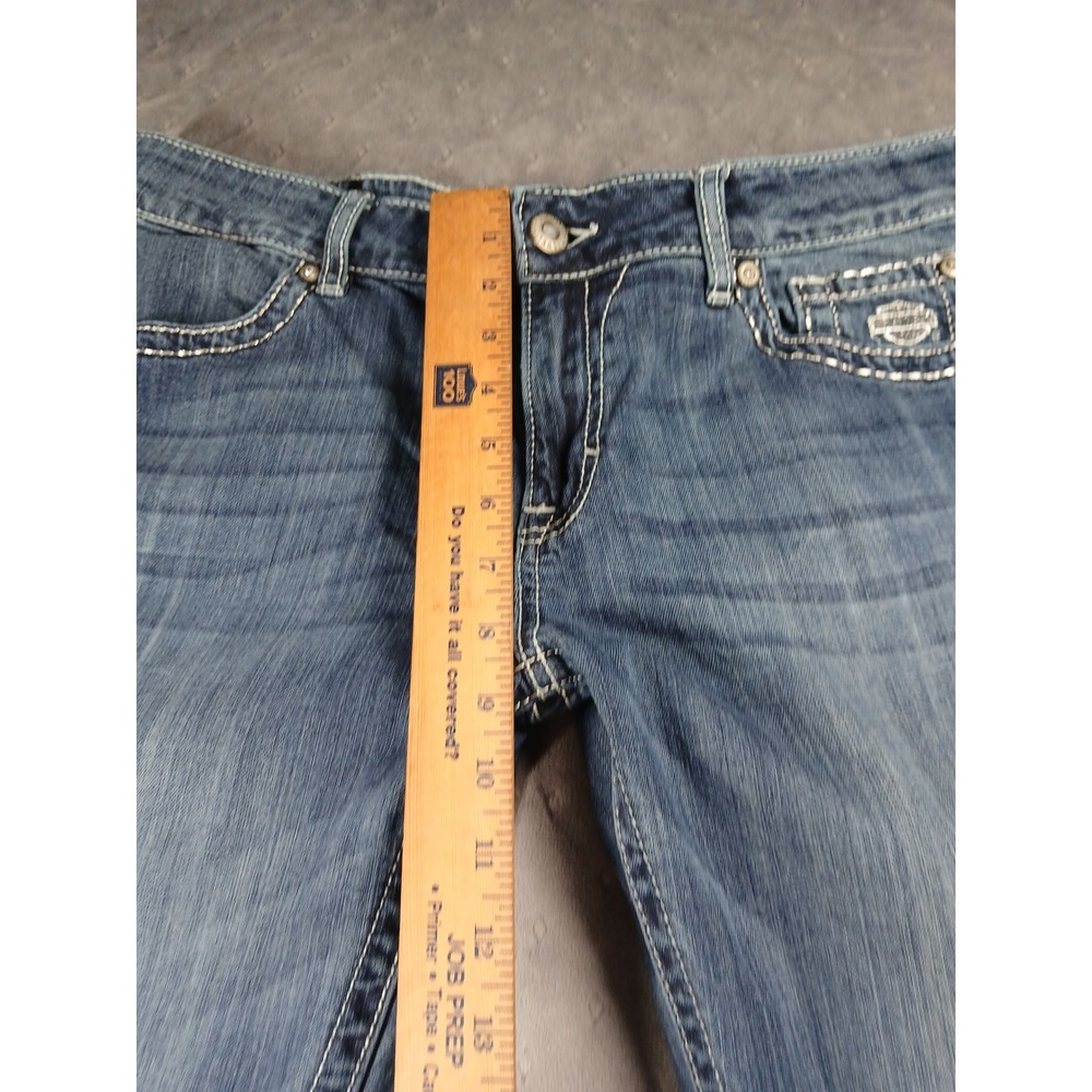 Harley Davidson rhinestone angel wing pocket jeans size 12 Y2K mcbling biker - Picture 2 of 13